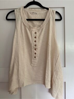 We The Free NWOT Summer Khaki Josie Henley Tank with Wooden Buttons